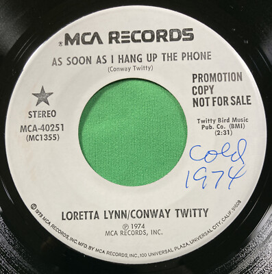 As Soon As I Hang Up The Phone by Loretta Lynn & Conway Twitty (1974) Promo 45