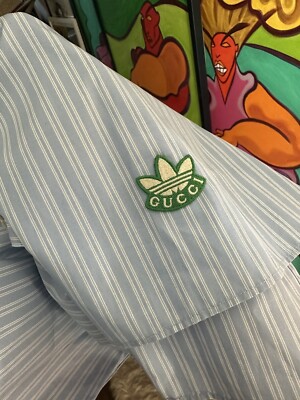 Gucci x Adidas stripe High-Low cotton shirt Sze 16+ Limited Gucci x Adidas stripe High-Low cotton shirt Sze 16+ Limited