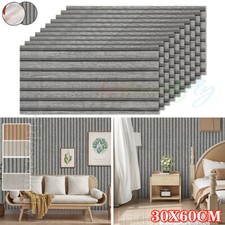 60X Self-Adhesive 3D Wood Slats PVC Cladding Wall Panels for Kitchen Bathroom UK