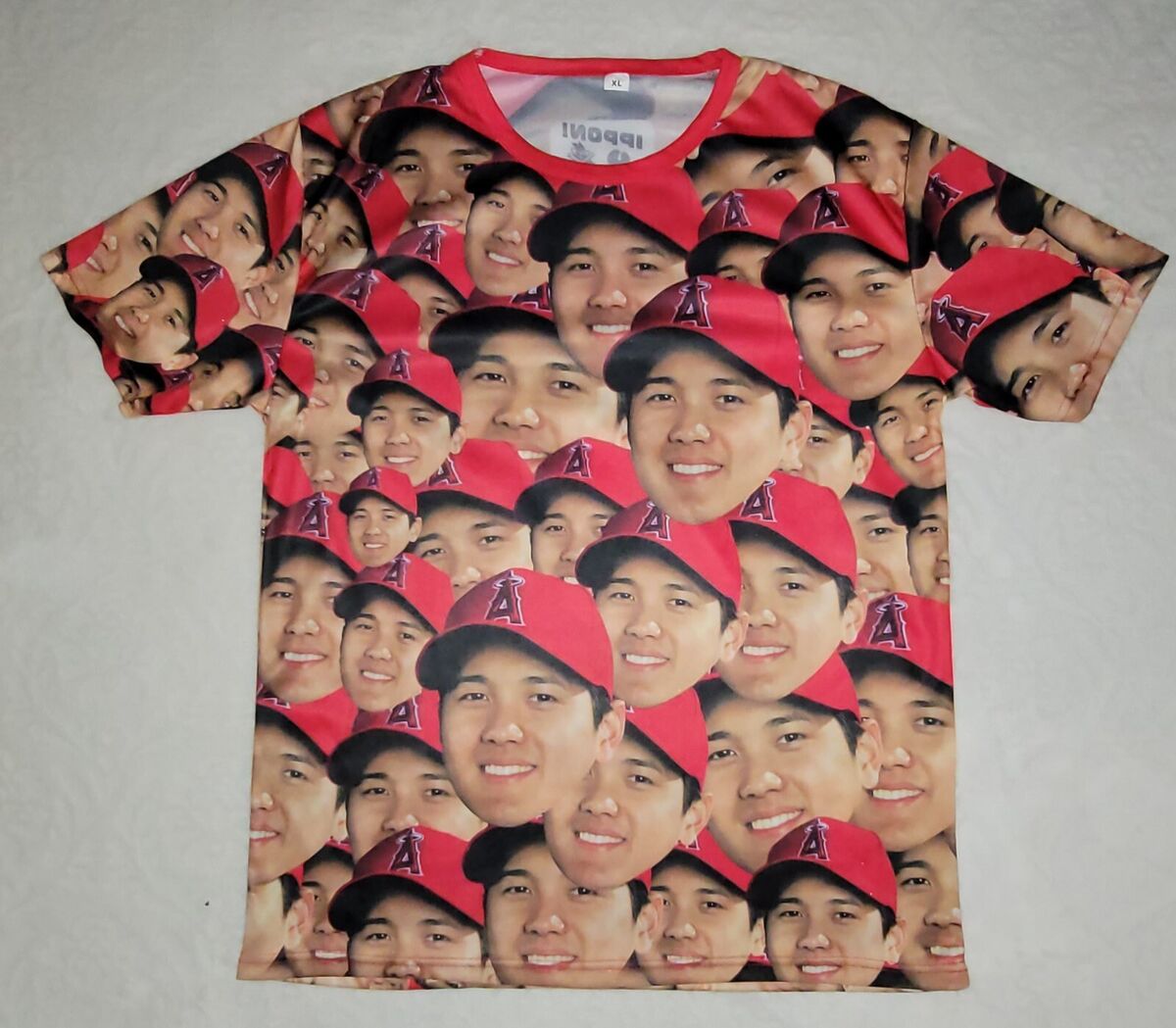 Angels Shohei Ohtani Face All Over Print Shirt Mens XL SGA Angels Shohei Ohtani Face All Over Print Shirt Mens XL SGA