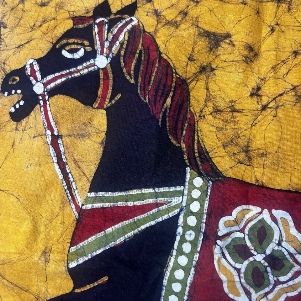 Funda de almohada Royal Horse Batik Art On 17x17 hecha en India 100 % algodón Oxforl Foto 2 de 4