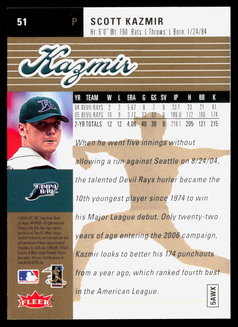 キリル Scott Kazmir 2006 Ultra Gold Medallion #51 NMT | eBay