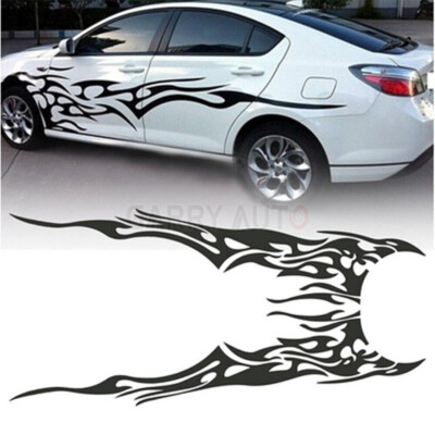Waterproof Black Flame Vinyl Decal Set – Pair Of Side Graphics – Universal Fit – BCSMMCAR