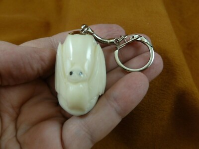 (TNE-BAT-431c) white BAT wings up TAGUA NUT keychain key chain VEGETABLE