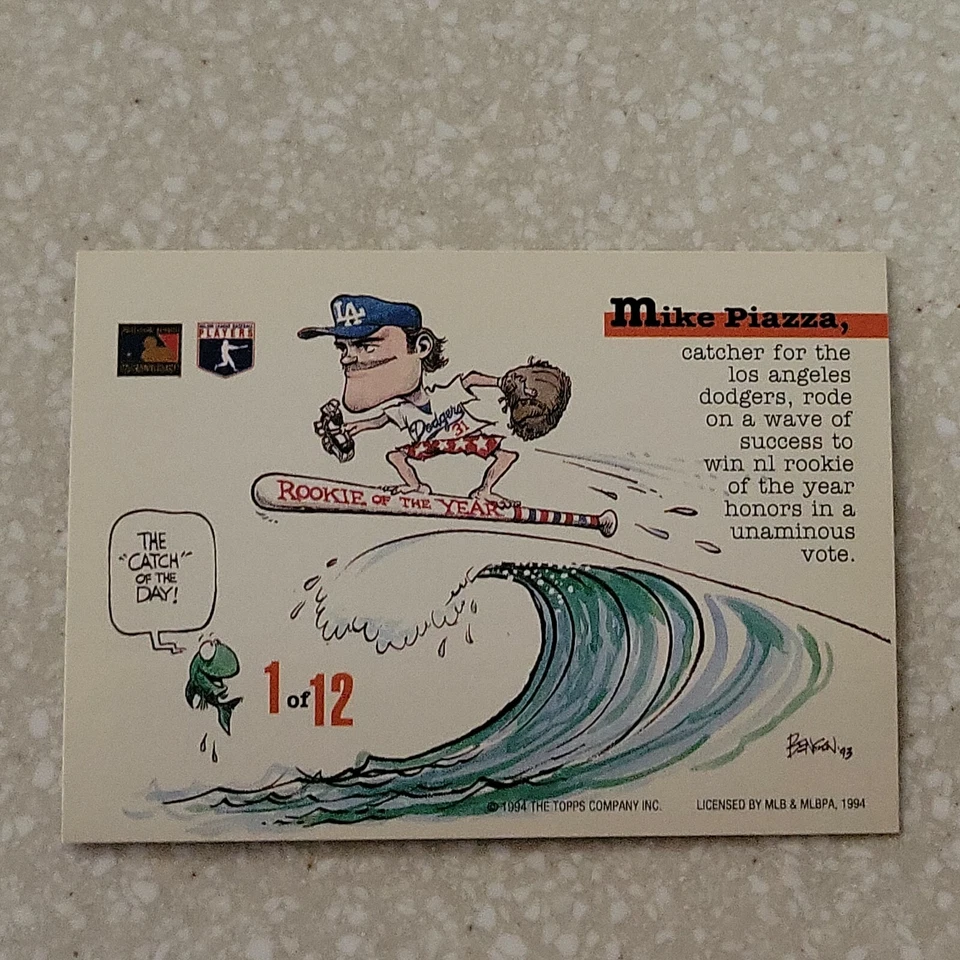 1994 TOPPS STADIUM CLUB BASEBALL CARD MIKE PIAZZA ROOKIE OF YEAR 1 OF 12 - Image 2 of 2