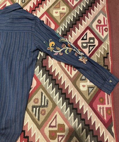 Johnny Was NWT Pramila Button Down Oversized Shirt Floral Embroidered Small Blue - Picture 13 of 13