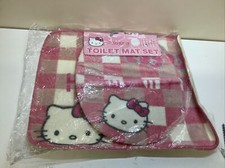 Hello Kitty Toilet Mat Set X2 Seat cover Pedestal Mat Rug Bathroom Rare Pink New