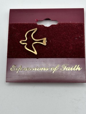Expressions of Faith Dove Lapel Pin Gold Tone Spiritual