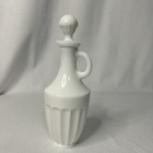 Milk Glass Cruet Oil or Vinegar Bottle with Stopper 8.5" Tall Vintage White