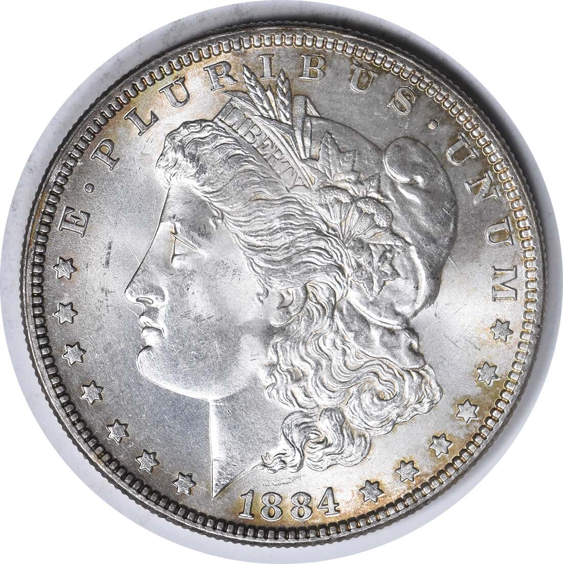 1884 VAM 2A Morgan Silver Dollar Partial E Reverse Choice BU