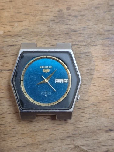 Seiko 5 Automatic 6309 7320 Light Blue 36mm Dial Day Date Watch vintage