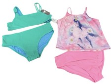 2 NWT 2pc Girls Swimsuits XXL 18 UPF50 Jade Green  Unicorn Print Wonder Nation