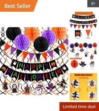 Spooky Halloween Party Decor Set: 60-Piece Indoor Outdoor Celebration Essen...
