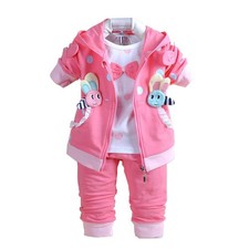 6M-4Y 3pcs Baby Girl Casual Hoodie Jacket Cotton T-Shirt Pants Sweater Hot P...