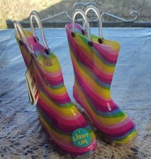 Western Chief Rain Boots Girls 10 Rainbow Rubber Waterproof Light Up NWT
