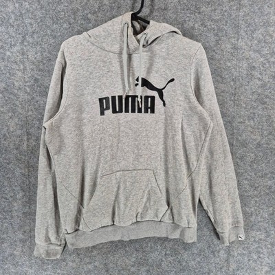 Puma Men's Hoodie M Grey Graphic Logo Cotton Blend Casual