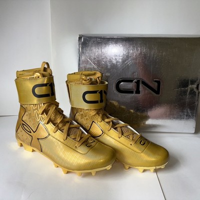 Under Armour Men C1N MC Gold Highlight Lace-up Football Size 10 Cleats New  w/Box