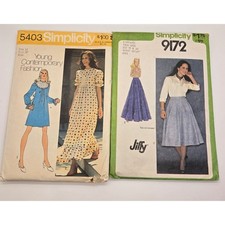Vtg Simplicity 70s Sewing Patterns Lot of 2 Retro Skirts Dresses 5403 9172