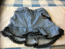 Mary Kate  Ashley  s Girl  s Denim Skirt Sz 6x Stretchy Waist Pockets Ruffled Hem