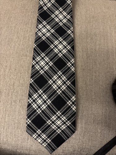 Vintage Harrods of Knightsbridge Men's Tie 100% Wool Made In England Black White