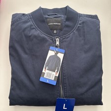 Lucky Brand Men's Full Zip Pockets Bomber Jacket Blue Large