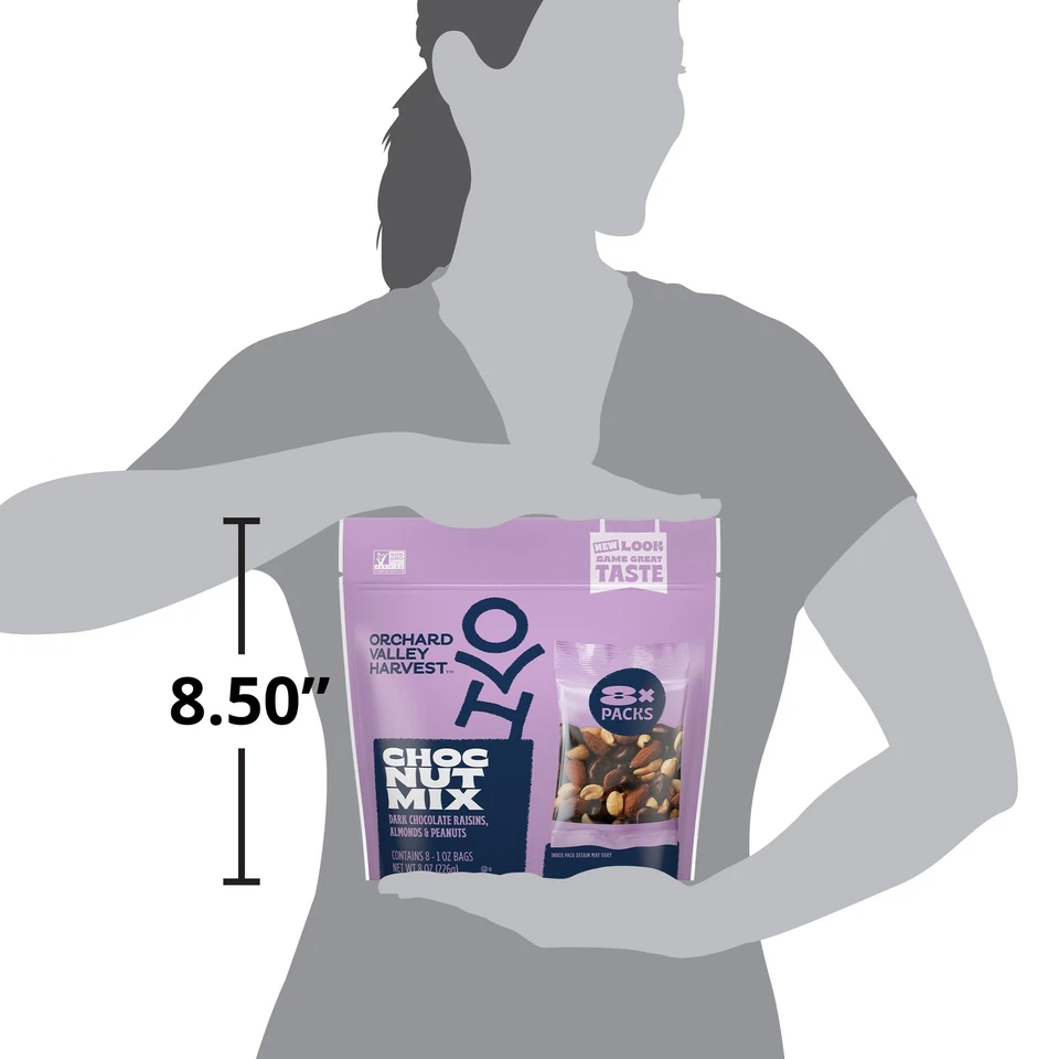 Orchard Valley Harvest Chocolate Pasas Nuez Trail Mezcla Paquete de 8 Snacks Saludables Foto 2 de 4
