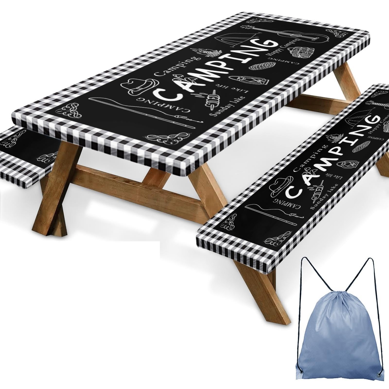 Picnic Table Cover With Bench Covers, Black Edges, 3 Pack, 72 Inch | eBay