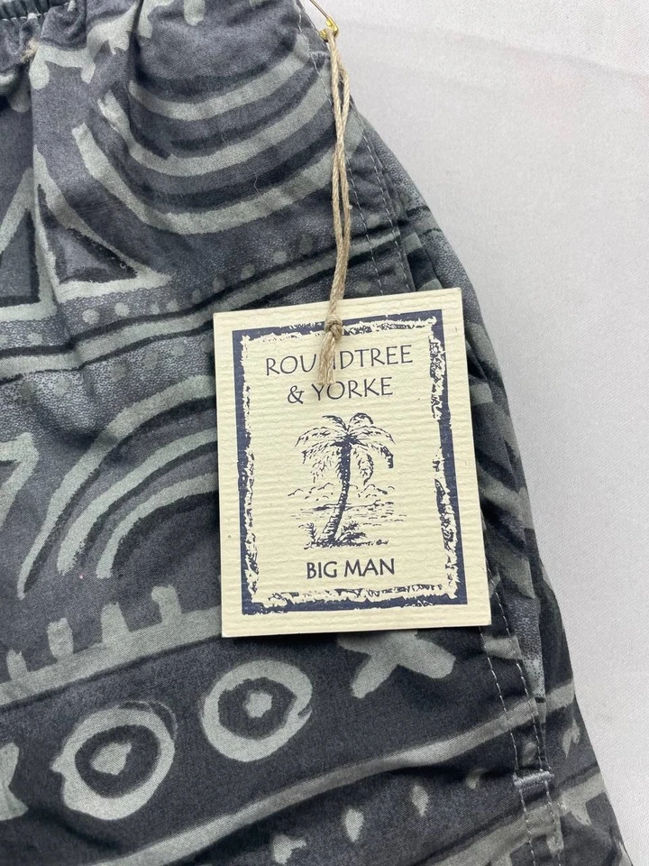 NUEVO Bañador Roundtree & Yorke Para Hombres Hombre Grande 2X Gris Azteca Cordón Nuevo con Etiquetas Foto 2 de 4