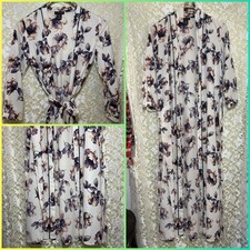 Purple pink floral duster small belt side sli...