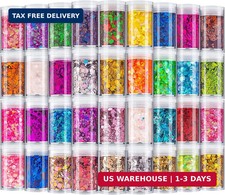 Holographic Chunky Glitter Set of 36 Colors Craft Glitter Sparkle Sequins C