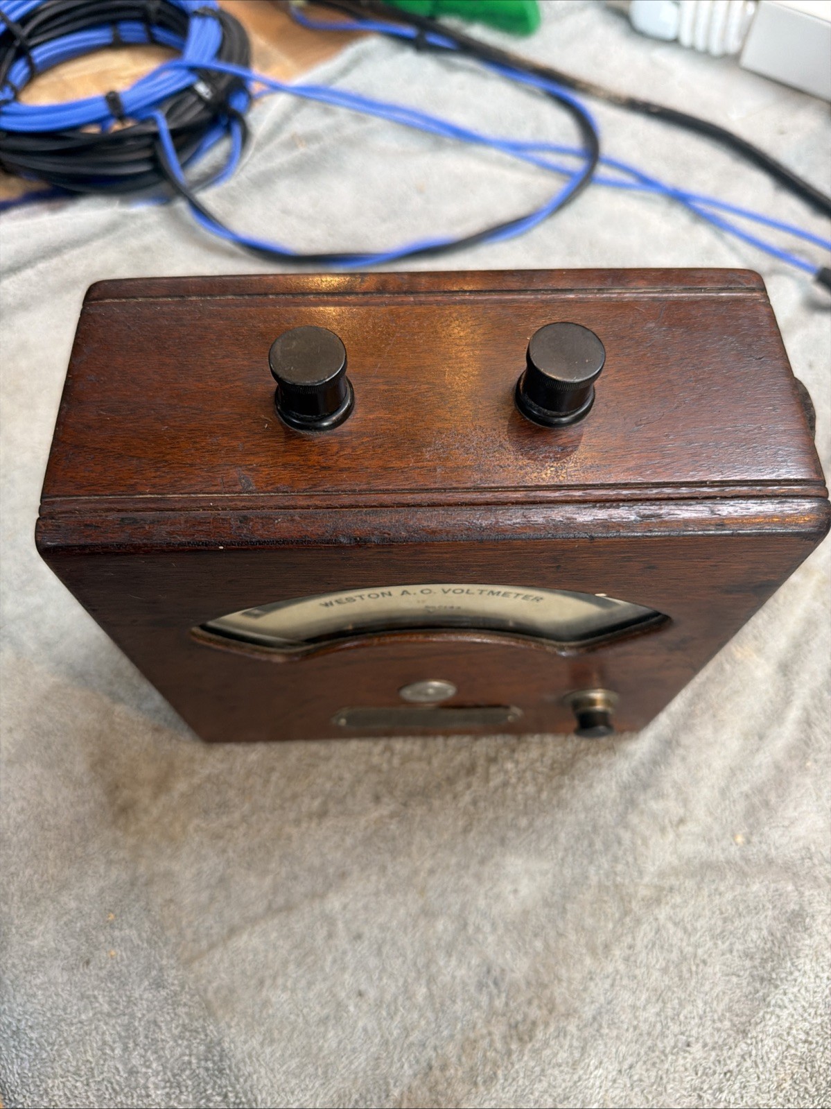 Vintage Weston Electrical 120V A.C. Voltmeter Wood Box Instrument Model 155