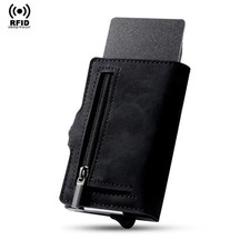 Pop Up Metal Wallet RFID Credit Card Holder Pu Leather Slimwallet Cardholder Alu