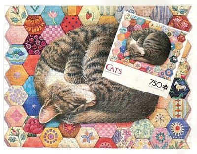 750 Piece Puzzle CATS Lesley Anne Ivory Gemma on Patchwork Buffalo Games 97070