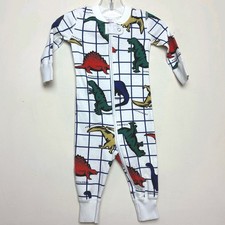 Hanna Andersson Footless Pajamas Dinosaur Grid Print Gender Neutral Size 3-6 M