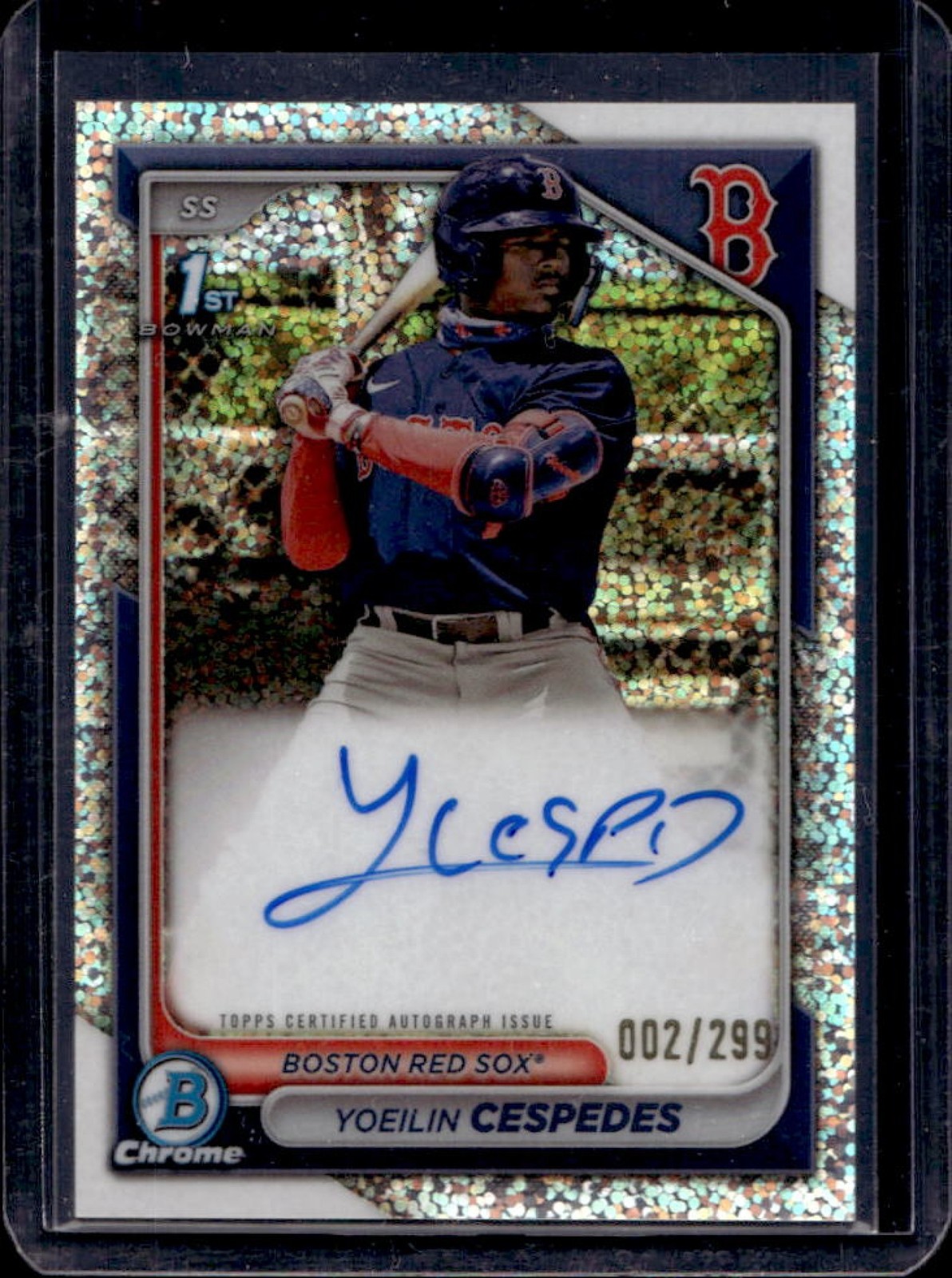2024 Bowman Yoeilin Cespedes Chrome Auto Speckle Refractor 1st #/299 Red Sox