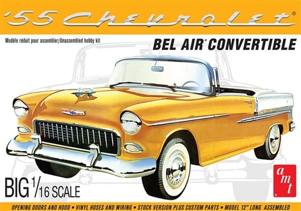 AMT 1955 Chevy Bel Air Convertible - BIG 1/16 SCALE! Plastic Kit Car Model Am...