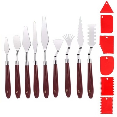 Premium Stainless Steel Palette Knives Set 15pcs Wood Handle Impasto Techniques