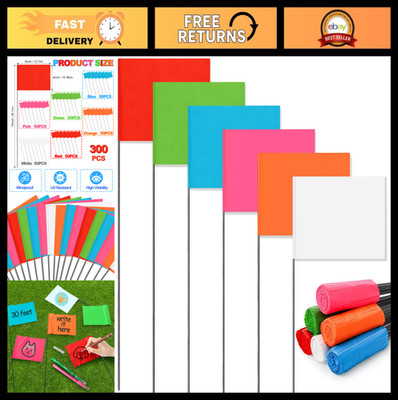300 Pack Marking Flags - 15x4 Inch Colorful Lawn & Landscape Stake Markers