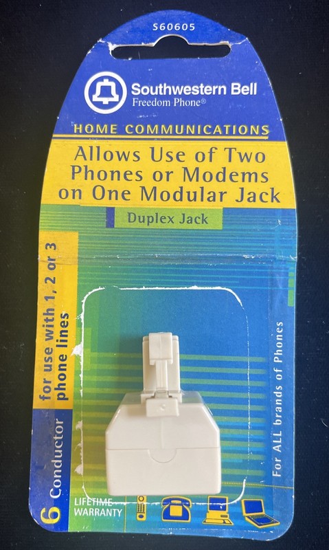 Southwestern Bell Freedom Phone Modular Duplex Jack- S60605 1-3 Lines Vintage