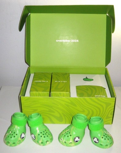 Bark CROCS Dog Boots 4 Pc Slime Green Medium Limited Edition Shoes M New in Box
