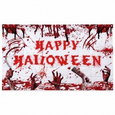 Happy Halloween Bloody Banner 71x43 Inch Horror Party Backdrop Hands