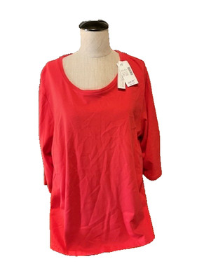 Liz & Me Essentials Orange Pullover Tunic Top BRAND NEW NWTA Plus Size 1X