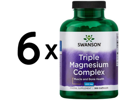 6 x Swanson Triple Magnesium Complex, 400mg - 300 caps (37,48 EUR/kg)