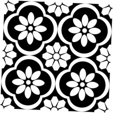 Peel and Stick Floor Tile-Pcs Cover Sq.Ft, 12x12 Inch 10 Black White Blossom