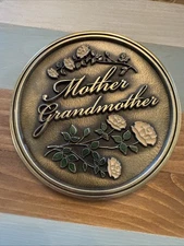 Floral Mother Grandmother Brass Magnetic Casket Medallion BATESVILLE  4.25”