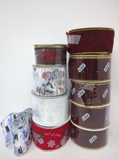 Christmas Ribbon Lot of 9 Rolls Velvet Snowmen Snowflakes Wired Holiday
