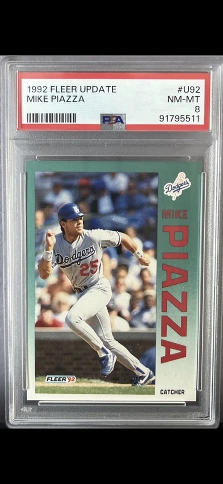 1992 FLEER UPDATE #U-92 MIKE PIAZZA ROOKIE RC PSA 8 - Image 2 of 2