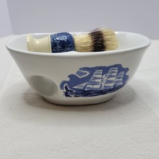 Vtg Ship Shave Scuttle w/ Matching Shaving Br...