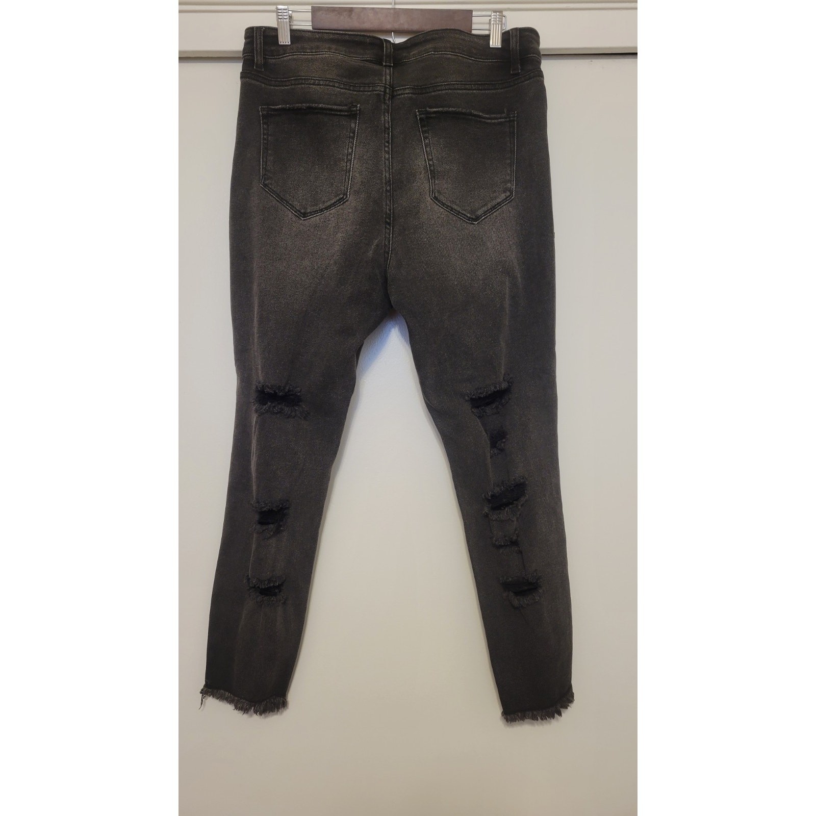 Haute Curve Womens Plus Size 18 Distressed Skinny Jeans Gray Raw Hem NWT image 7