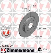 2x ZIMMERMANN Coat Z Disque de frein Arrière pour HONDA INSIGHT (ZE) 260mm